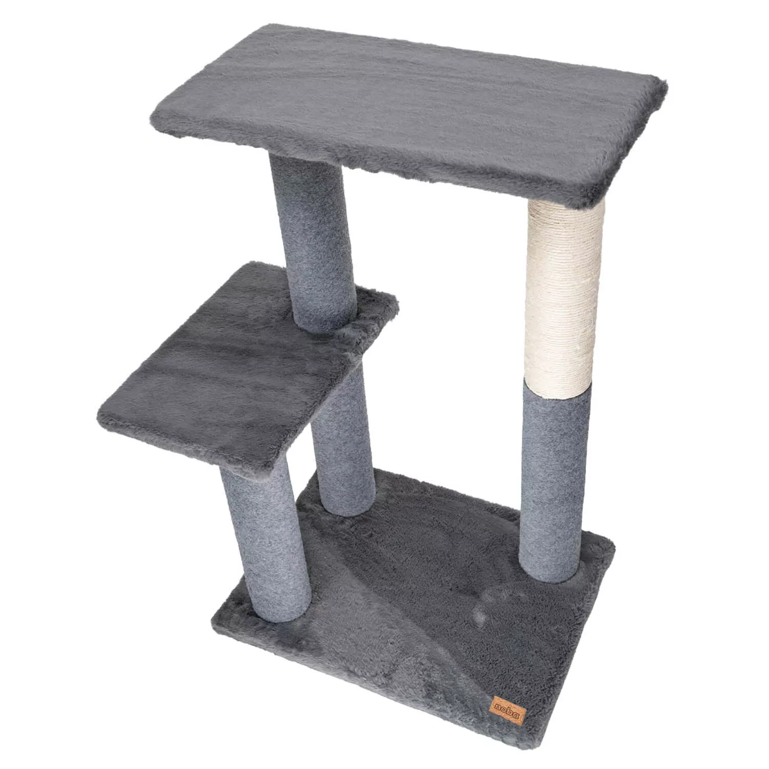 Noba, Tier 2 Cat tree - Rectangle - Grey Faux Fur