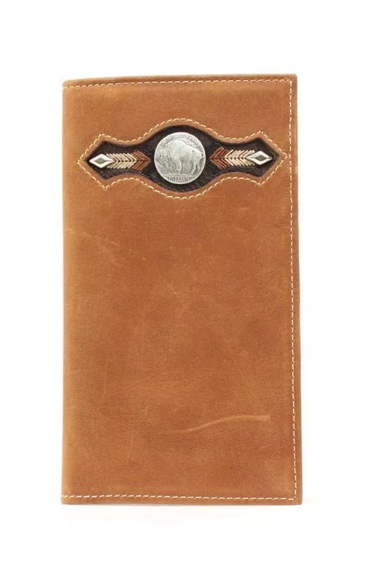 Nocona Mens Rodeo Wallet with Buffalo NickelBk/Wh