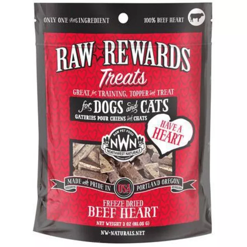 Northwest Naturals FD Dog Treat Raw Rewards Heart Beef 3 oz