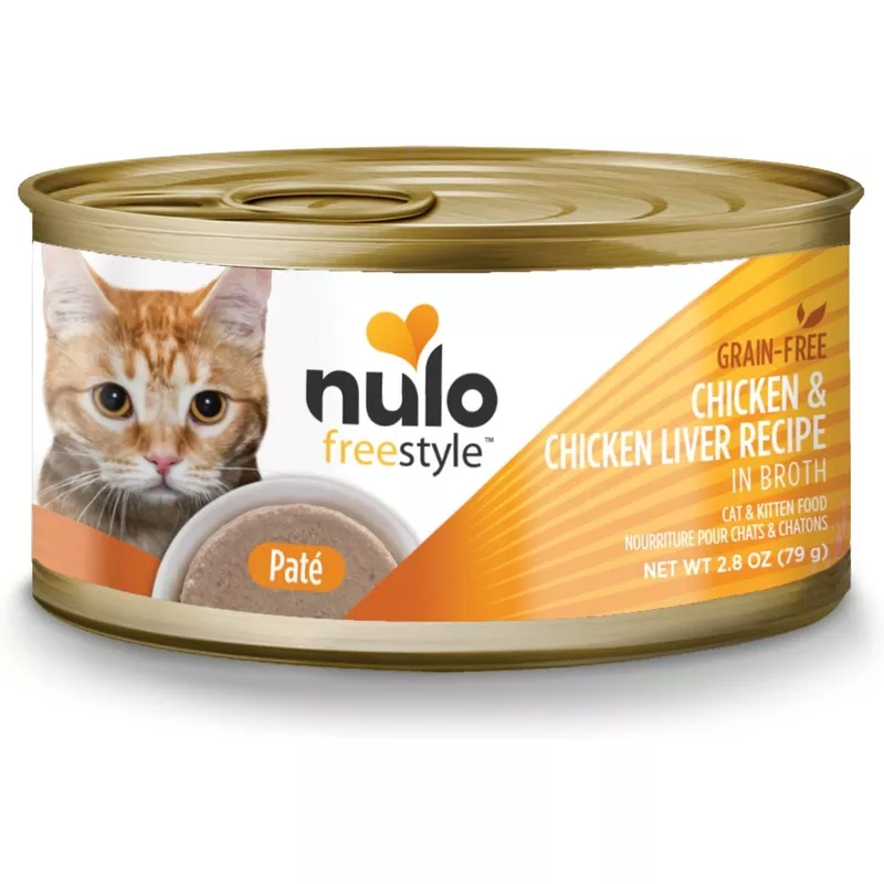 Nulo Freestyle Chicken and Chiken Liver Recipe Pate in Broth, Wet Cat Food, 2.8-oz Case of 12
