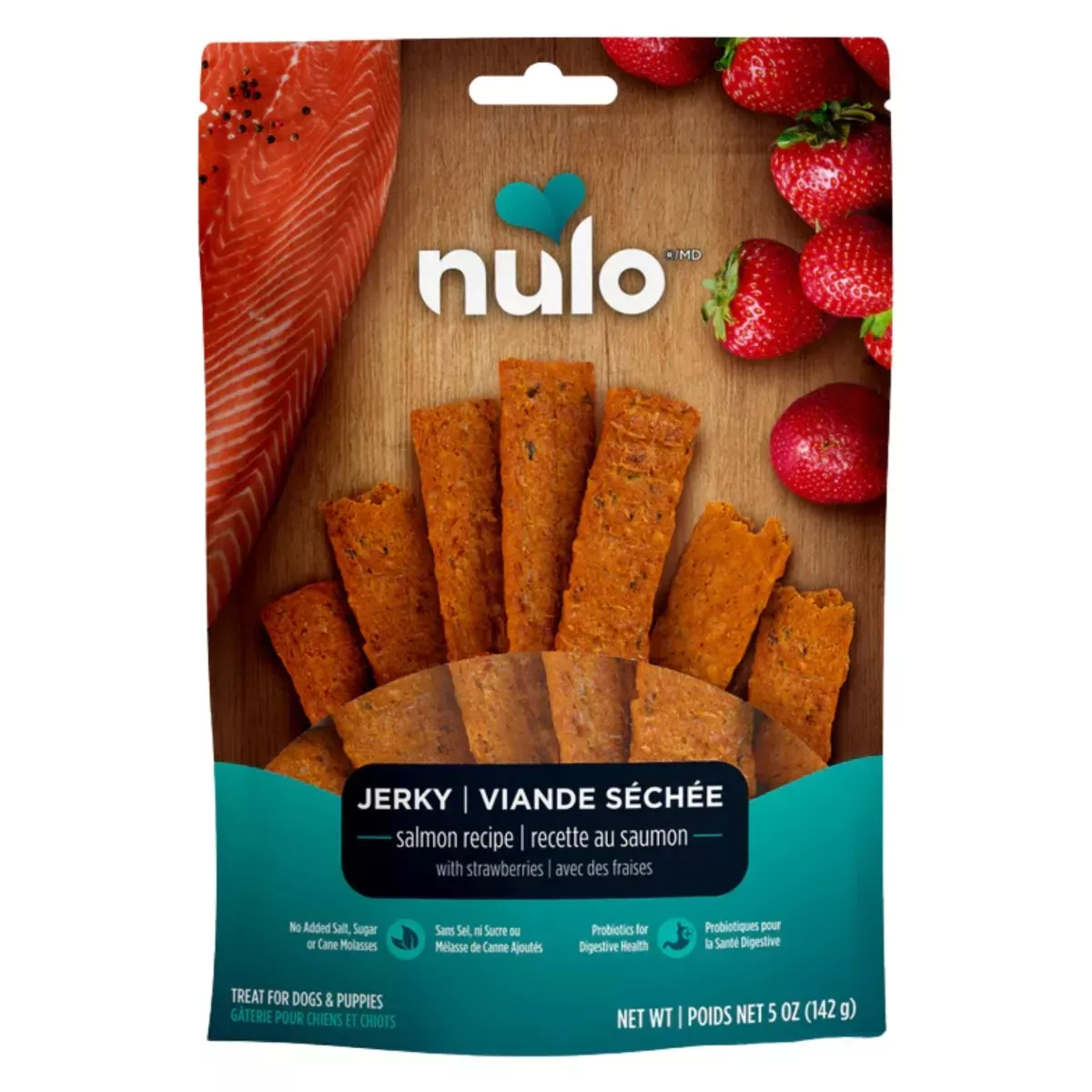 Nulo Jerky Strips Dog Treats - Salmon with Strawberries Recipe