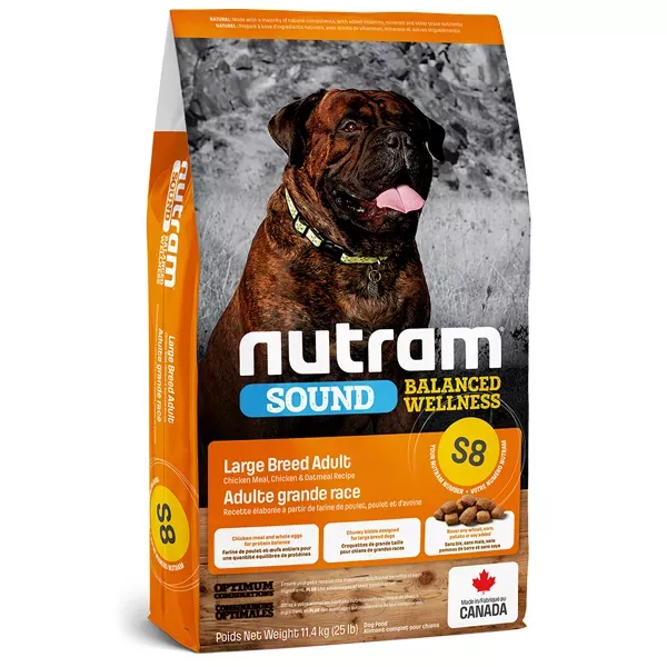 Nutram Sound Balanced Wellness S8 - Large Breed Adult Dog Food - Chicken Meal, Chicken and Oatmeal