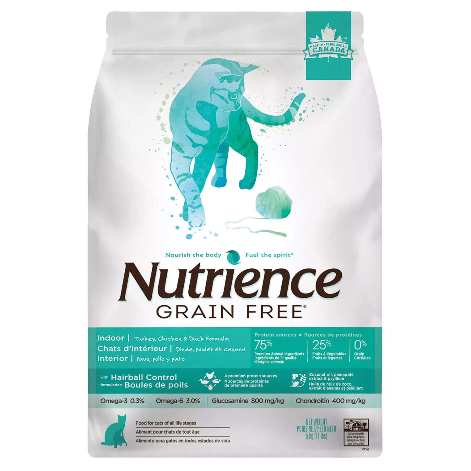Nutrience, Feline Indoor - Hairball Control - Grain Free Turkey, Chicken, & Duck Recipe