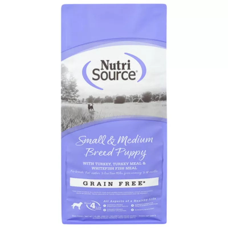 NutriSource Dog Dry Grain Free Puppy Small Medium Breed 1.5lb