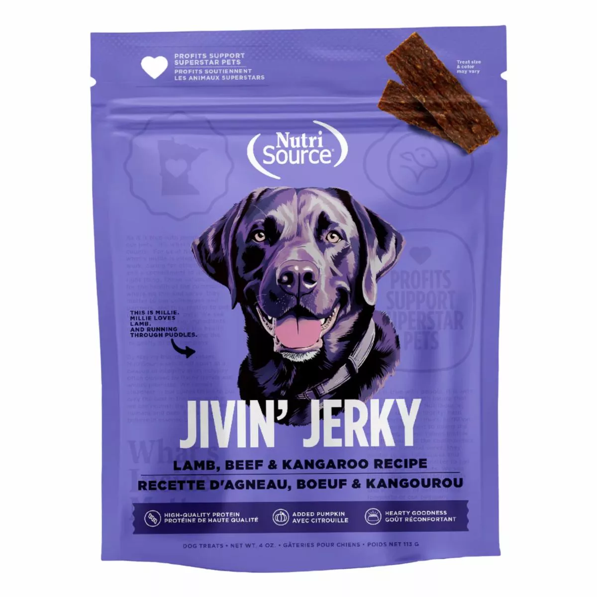 Nutrisource Jivin' Jerky Lamb, Beef & Kangaroo Healthy Jerky Dog Treats 4 oz
