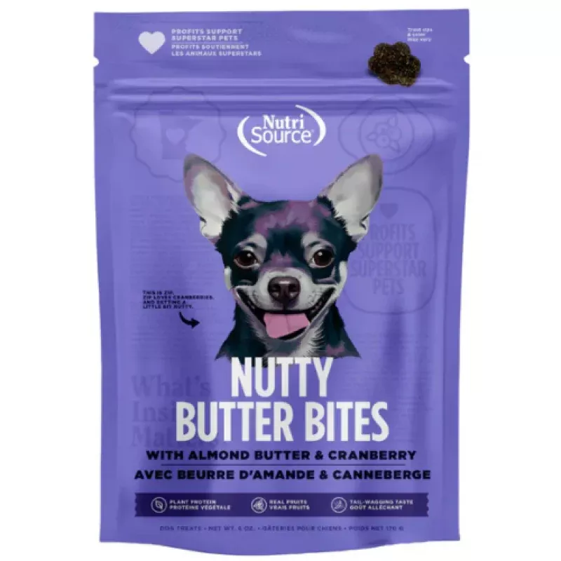 Nutrisource Nutty Butter Bites Cranberry Almond Butter Dog Treats 6oz