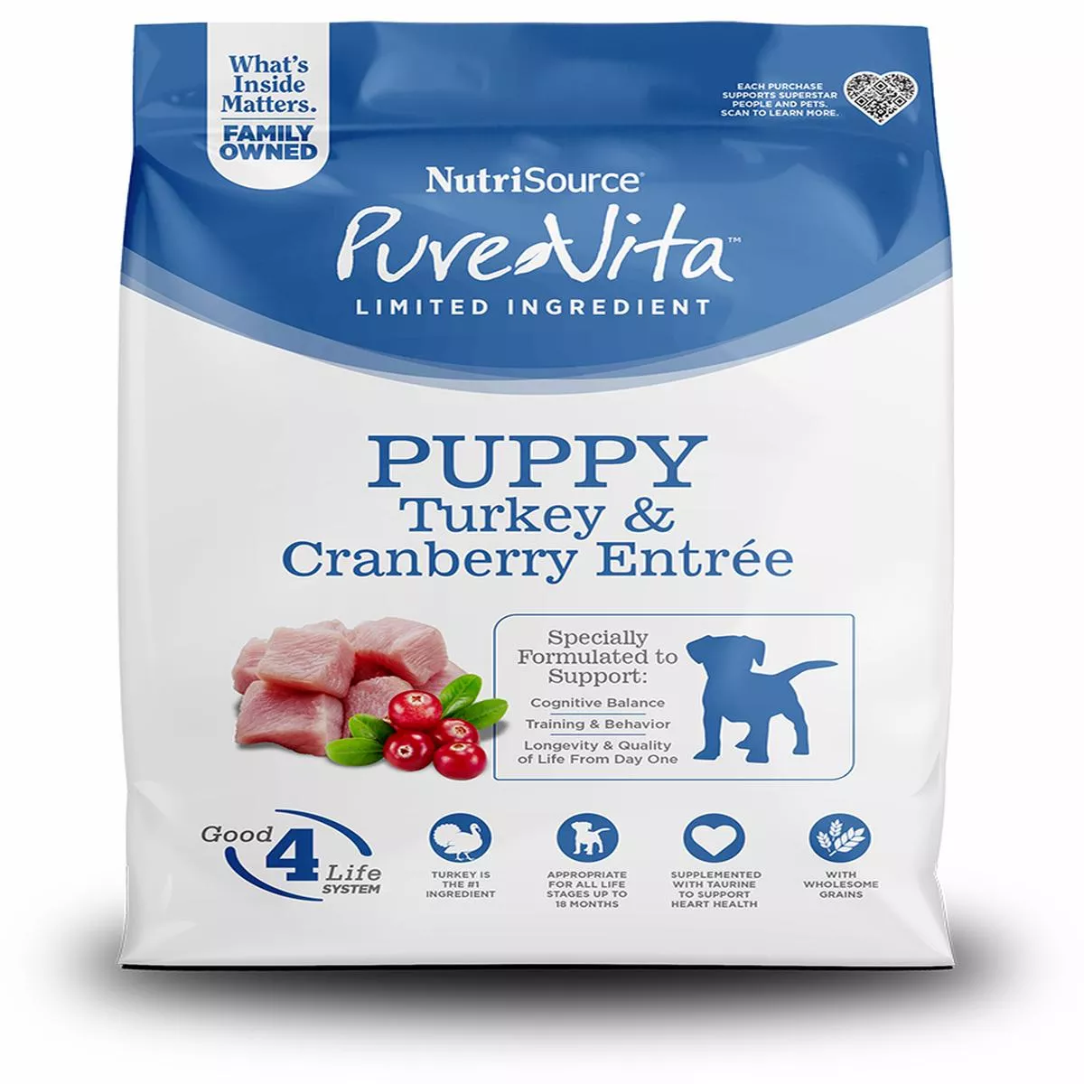 NutriSource Pure Vita Puppy Turkey & Cranberry EntreLimited Ingredient Dog Food