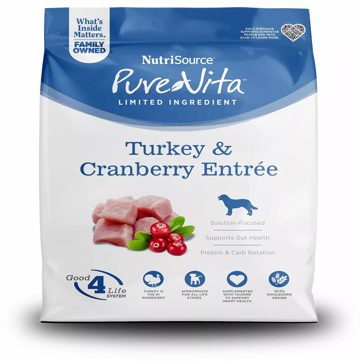 NutriSource Pure Vita Turkey & Cranberry Entre Limited Ingredient Dog Food