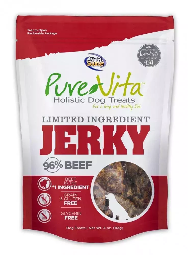 NutriSource PureVita Limited Ingredient 96% Beef Jerky Holistic Dog Treats
