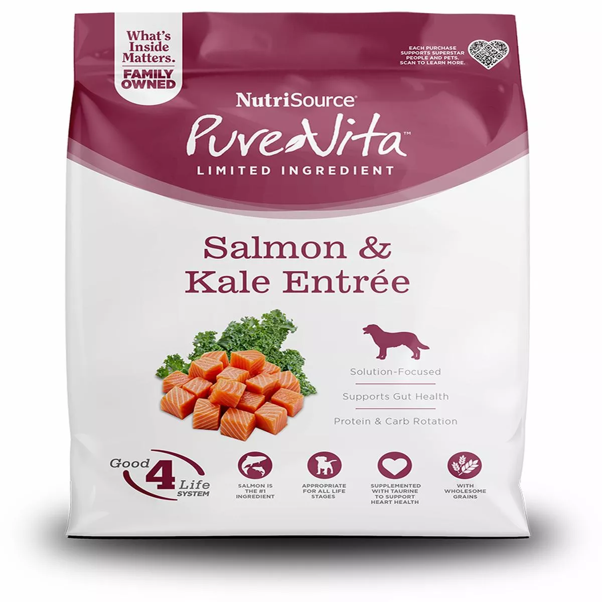 NutriSource PureVita Salmon & Kale Entre Limited Ingredient Dog Food