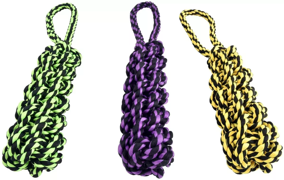 Nuts for Knots Rope Tug with Braided Stick, 16" (Assorted Colors, 1 Count)