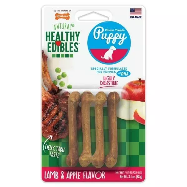 Nylabone Healthy Edibles Long Lasting Lamb & Apple Puppy Chew Treats