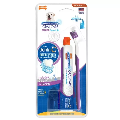 Nylabone, Nylabone Advanced Oral Care Senior Dog Dental Kit, Senior Dog, Bacon, 1 Each/3 Count