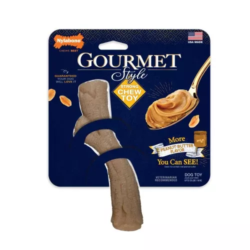 Nylabone, Nylabone Gourmet Style Strong Chew Stick Dog Toy, Stick, Peanut Butter, 1 Each/Medium/Wolf (1 Count)