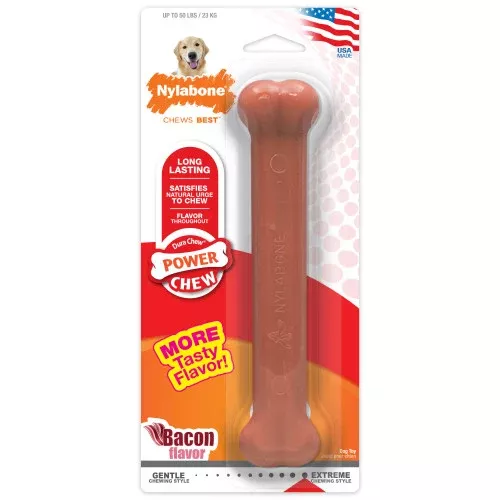 Nylabone, Nylabone Power Chew Flavored Durable Chew Toy for Dogs, Bacon, 1 Each/Large/Giant (1 Count)