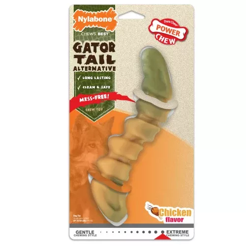 Nylabone, Nylabone Power Chew Gator Tail Alternative Dog Chew, Gator Tail, Chicken, 1 Each/Large/Giant (1 Count)