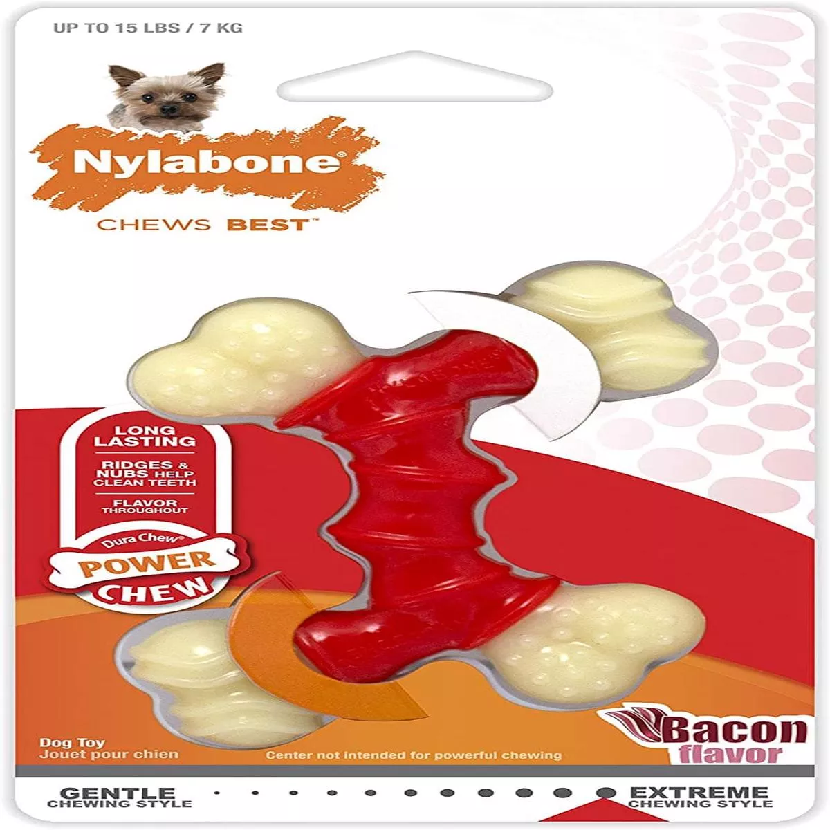 Nylabone Power Chew Double Bended Bone Bacon (All Nylon) Wolf