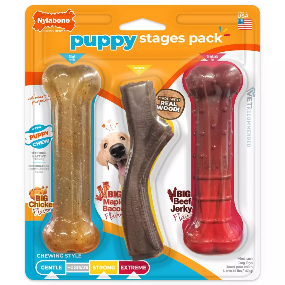 Nylabone Puppy Chew Triple Stages Chew Toy Pack