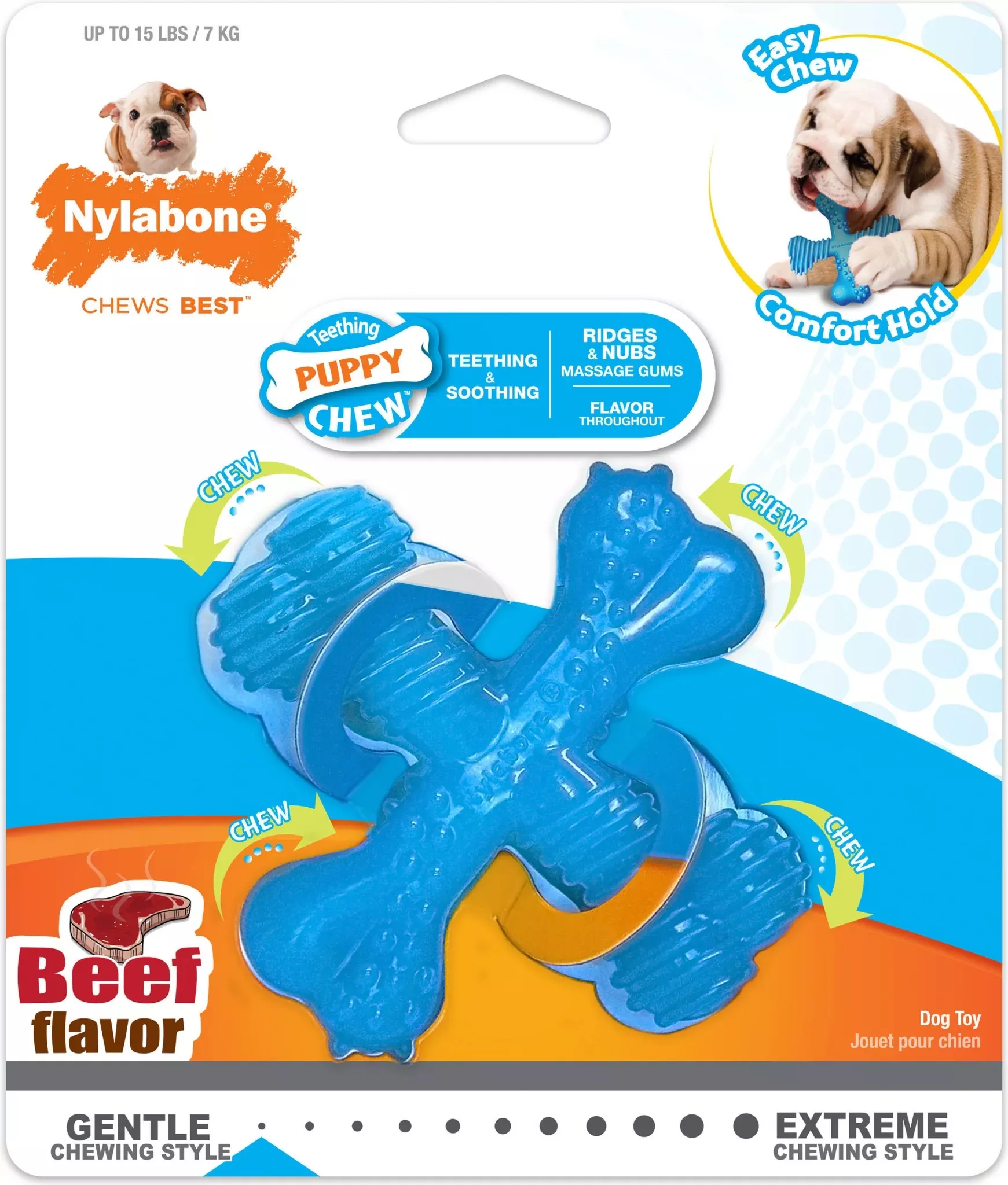Nylabone Puppy Chew X Bone Reg Beef