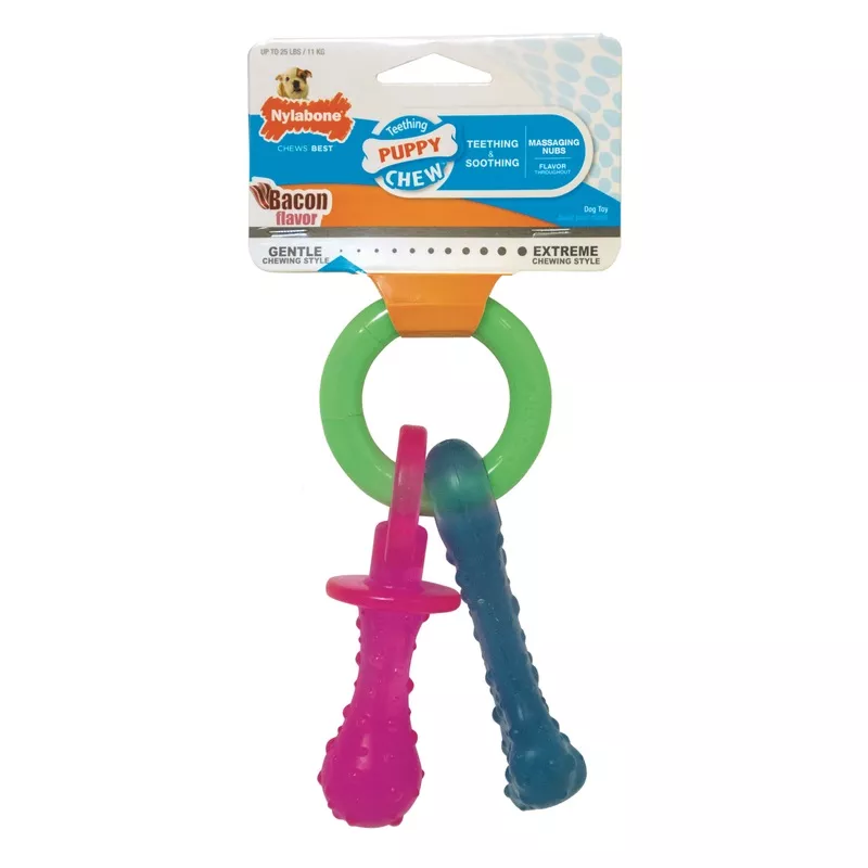 Nylabone Puppy Pacifier Teething Toy Bacon Pacifier Small/Regular