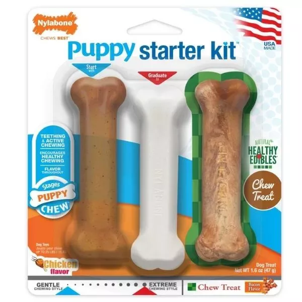Nylabone Puppy Starter Kit Dog Chew Toys & Treat