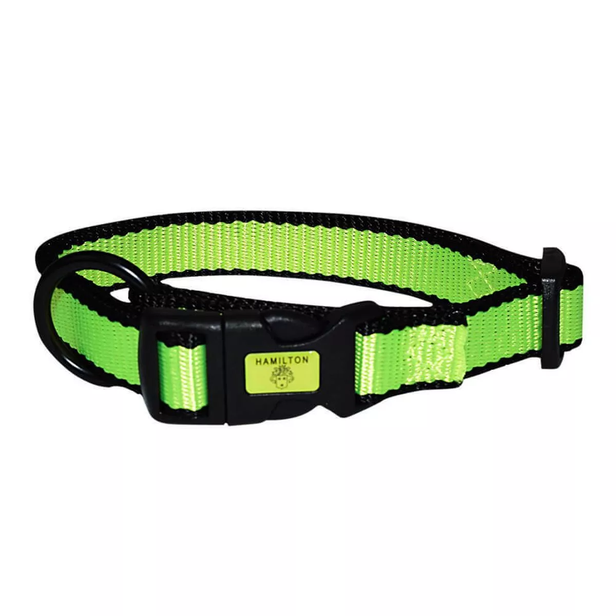 Nylon Adjustable Collar with Trim, Neon Yellow, 3/4" x 16" - 22"