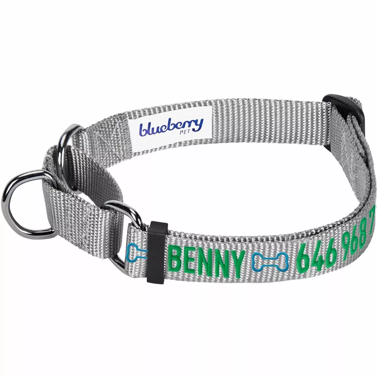 Nylon Personalized Martingale Dog Collar Black For Training