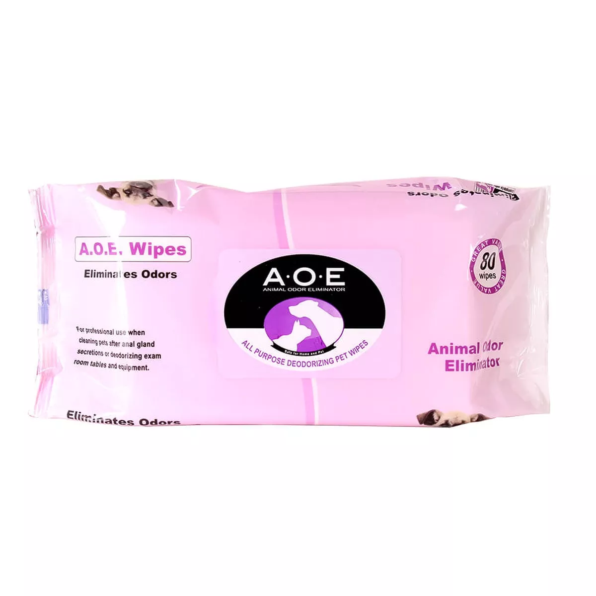 A.O.E All Purpose Deodorizing Pet Wipes, 80 ct
