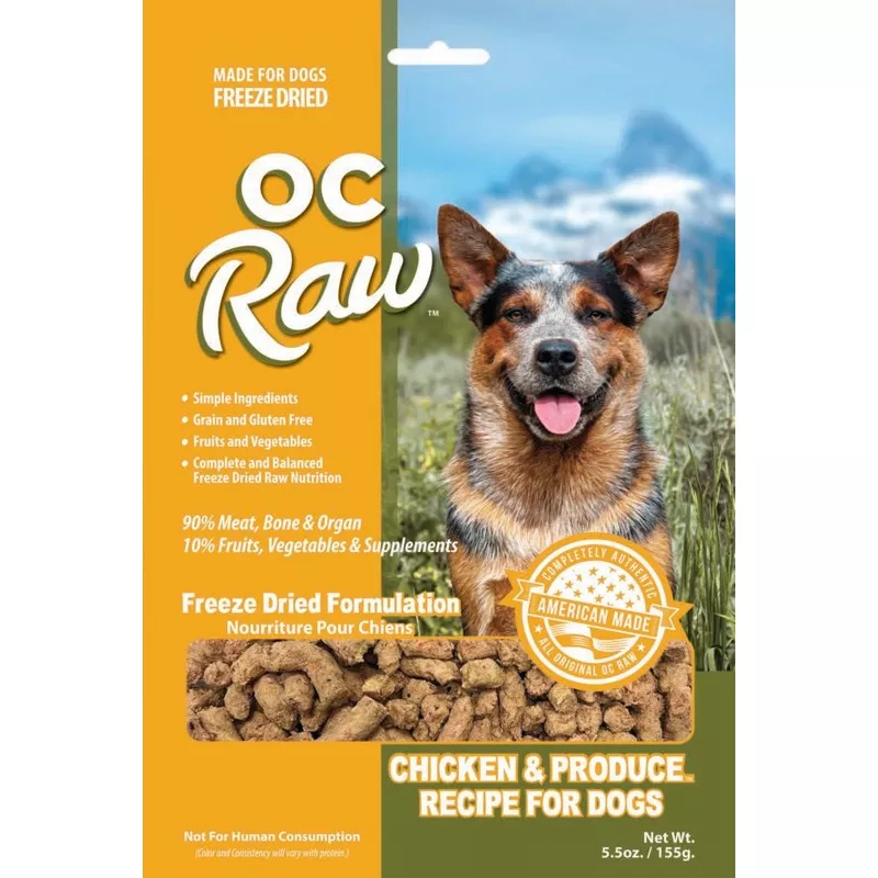 OC Raw Chicken and Produce, Freeze-Dried Raw Dog Food