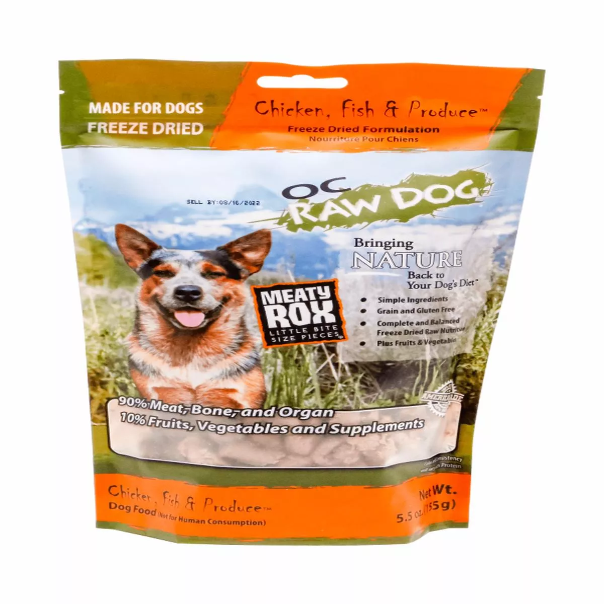 OC Raw Dog Freeze Dried Chicken, Fish & Produce Meaty Rox