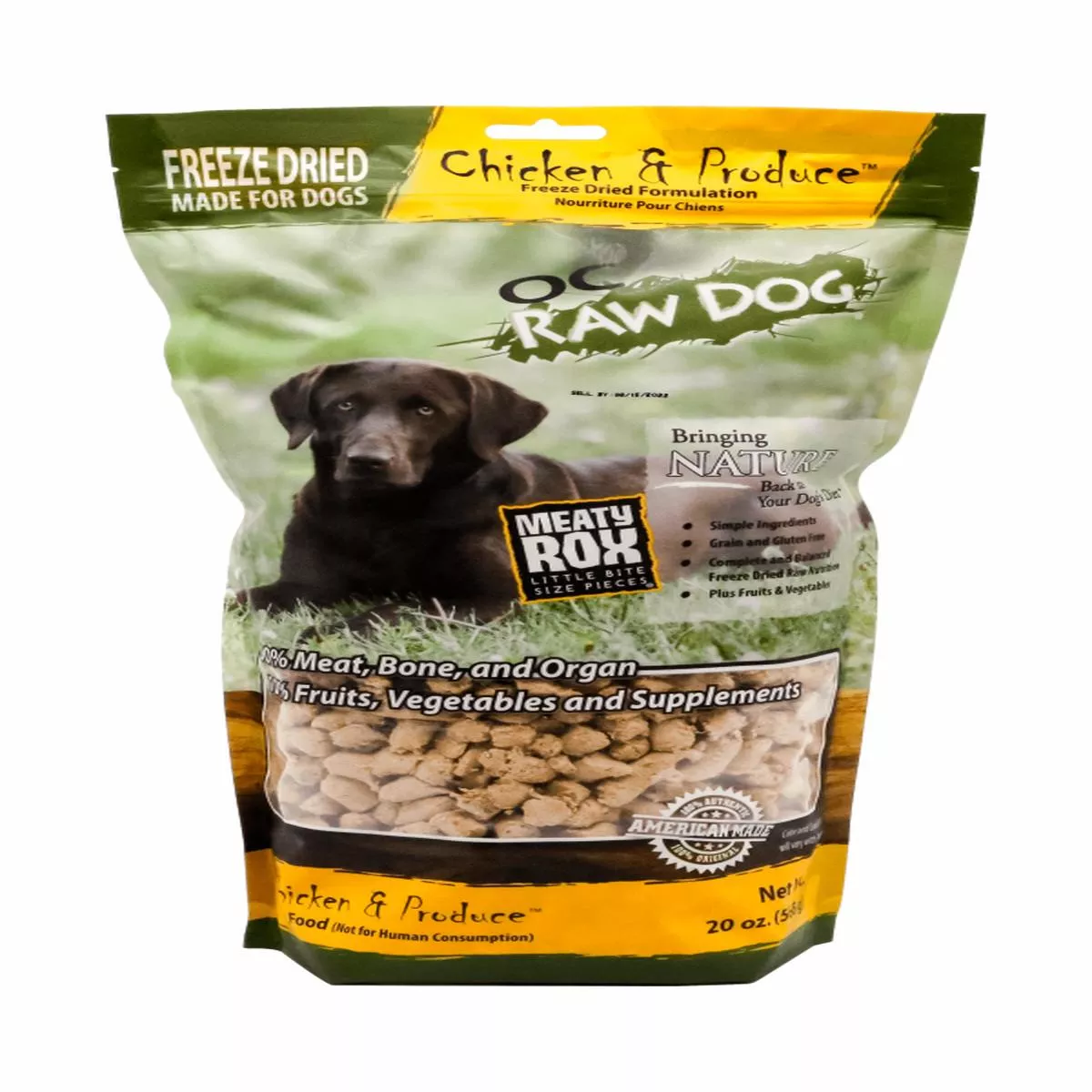 OC Raw Dog Freeze Dried Chicken & Produce Meaty Rox