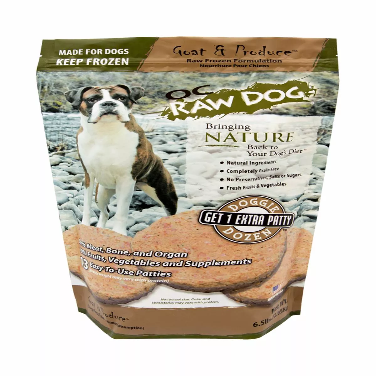 OC Raw Dog Frozen Goat & Produce Patty