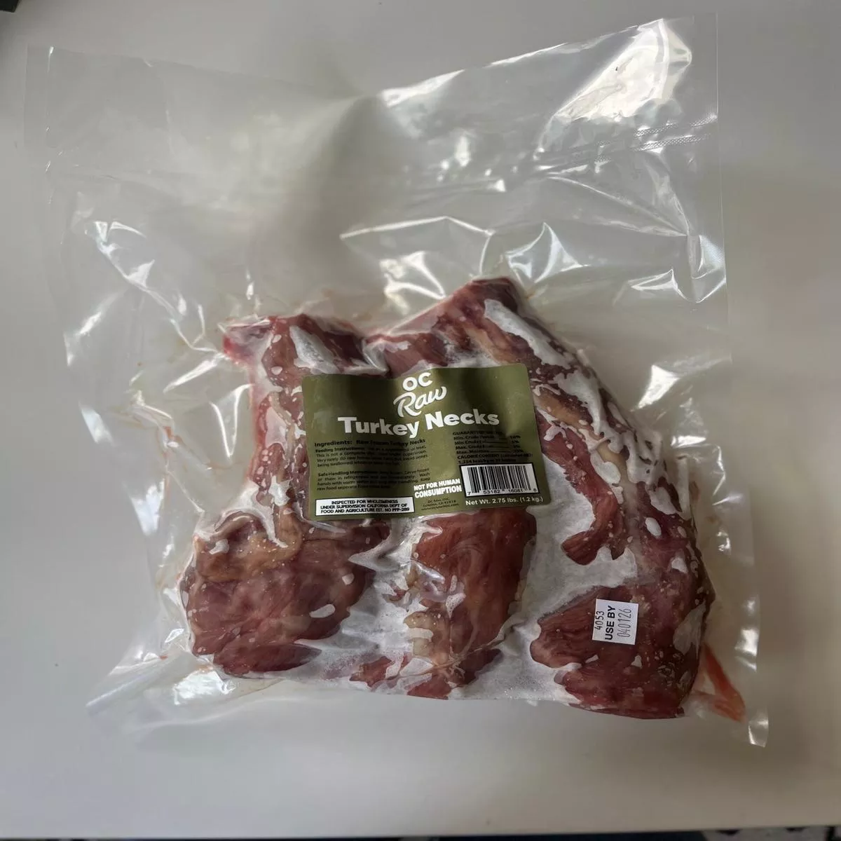 OC Raw Frozen Turkey Necks Dog Treats