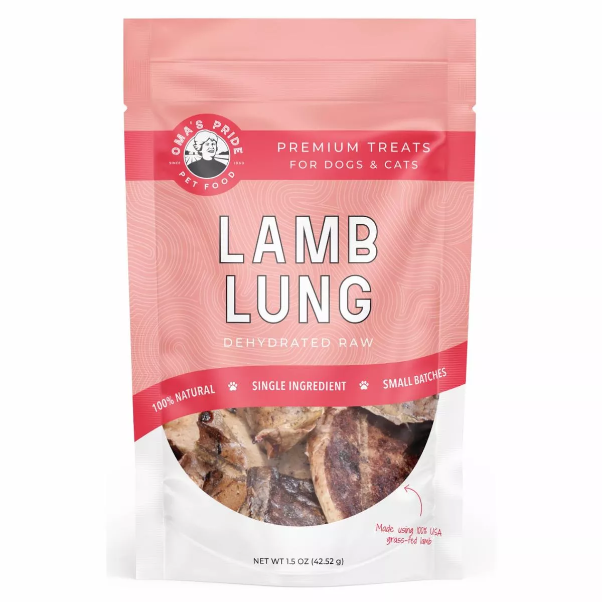 Oma's Pride Dehydrated Lamb Lung Dog & Cat Treats