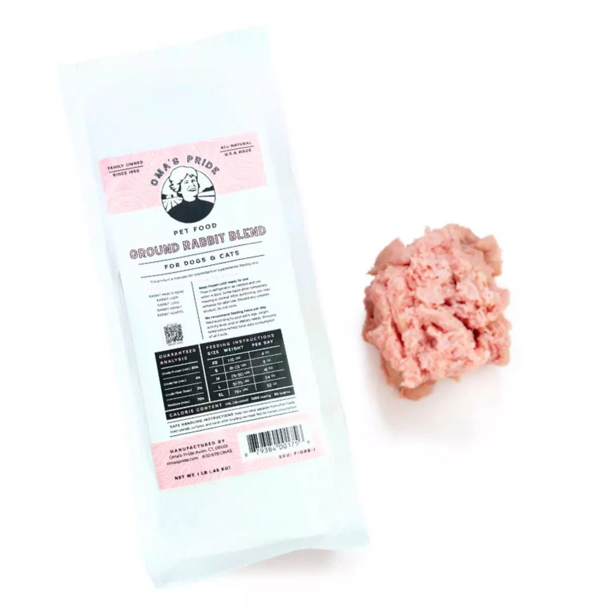 Oma's Pride Ground Rabbit Raw Frozen Dog and Cat Food