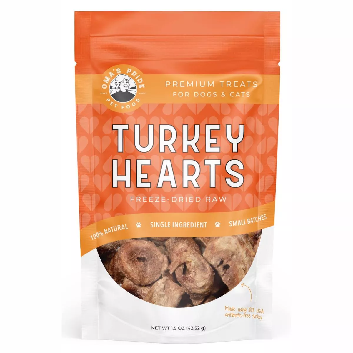 Oma's Pride Turkey Hearts Sliced Freeze-Dried Dog & Cat Treats