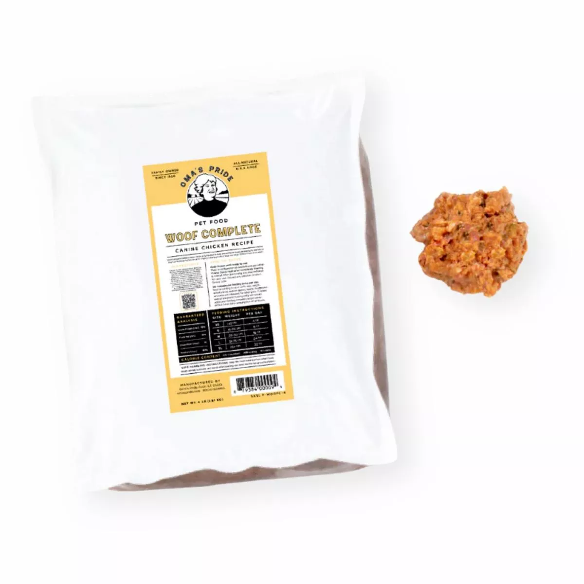 Oma's Pride Woof Complete Chicken Raw Frozen Dog Food