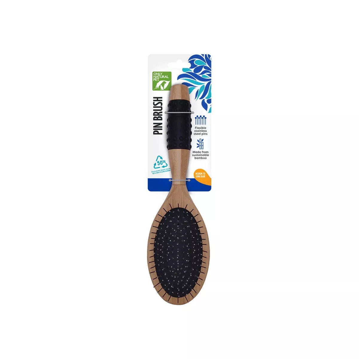 Only Natural Pet Pin Brush with Bamboo Handle for Dogs