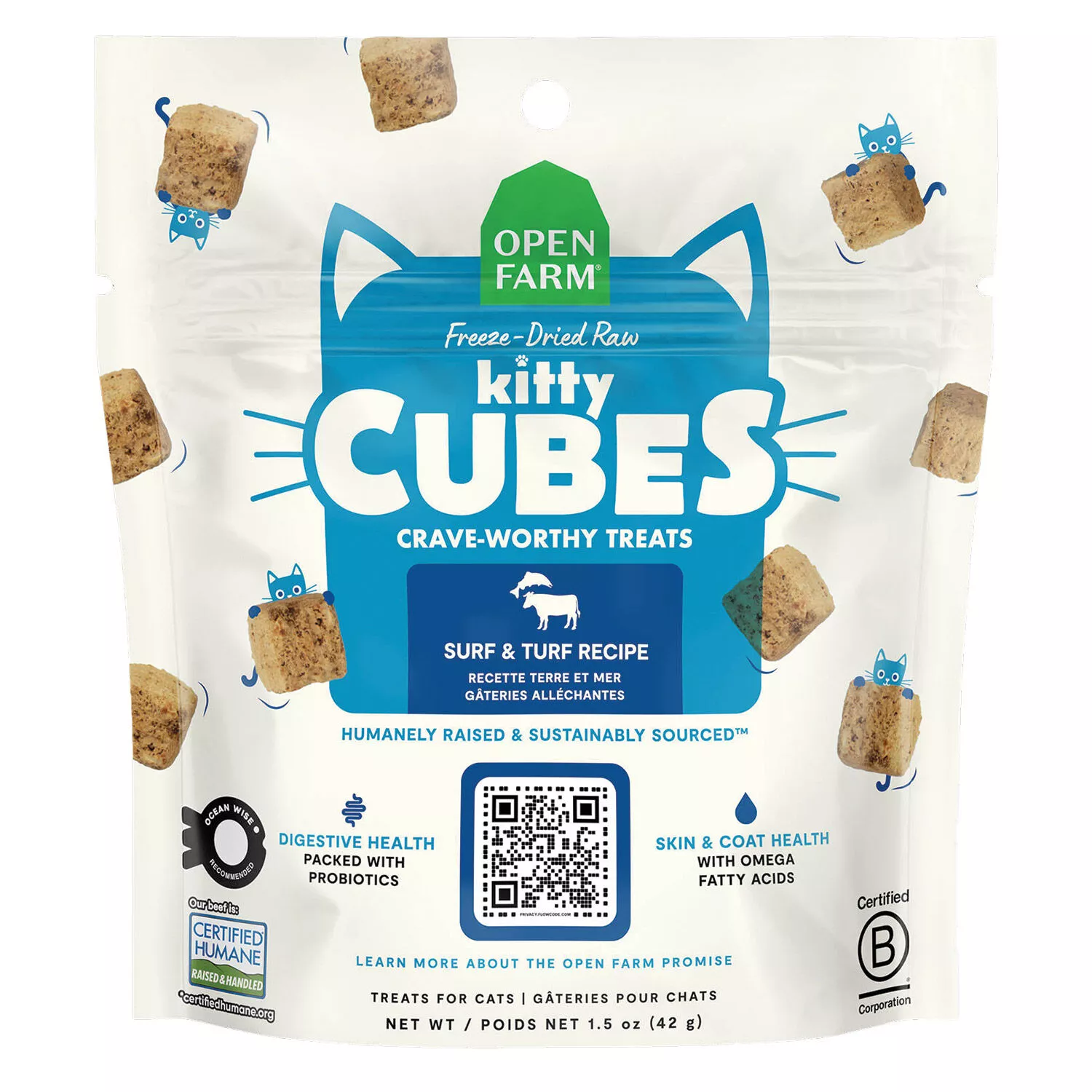 Open Farm, Kitty Cubes - Freeze Dried Raw Surf & Turf - Cat Treats