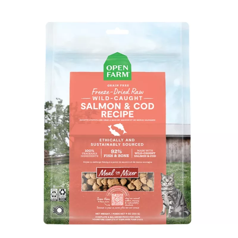 Open Farm Wild-Caught Salmon & Cod Recipe, Freeze-Dried Raw Cat Food