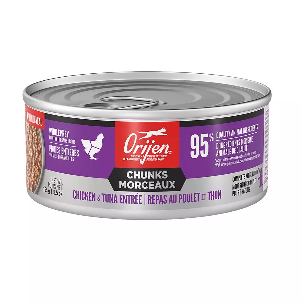 Orijen, Can, Kitten, Chunks Chicken & Tuna Entree for Kittens, 155g