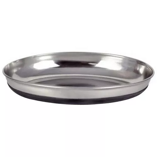 OurPets, OurPets Rubber Bonded Bottom Oval Cat Bowl, Silver, 1 Each