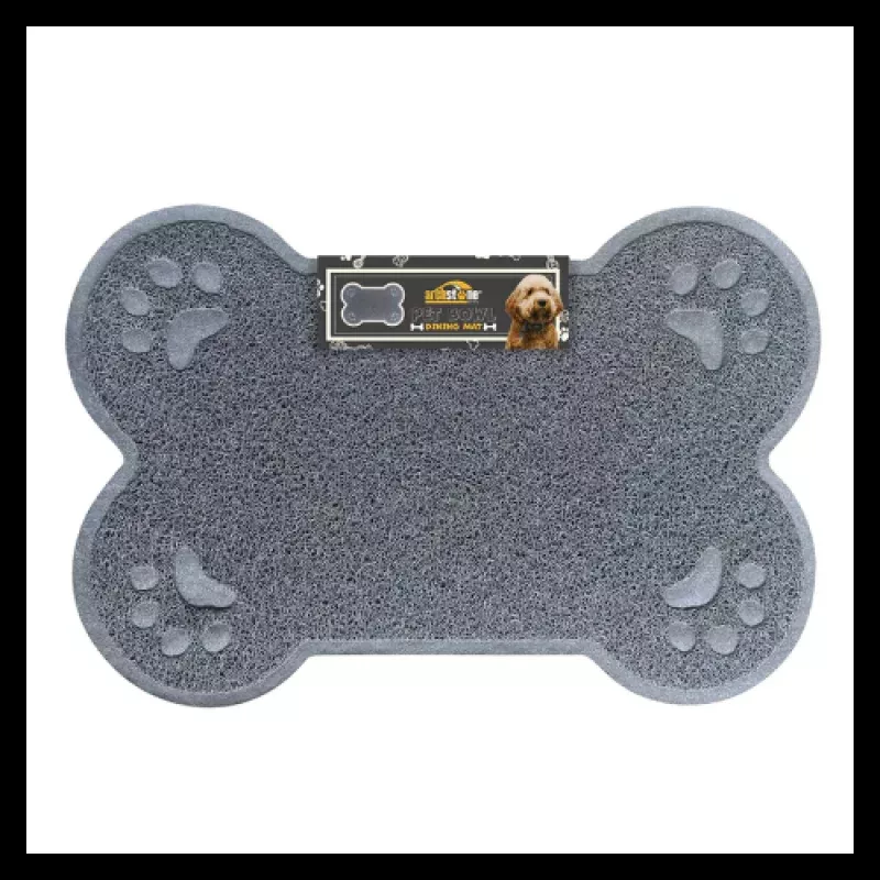 Palz & Co Archstone Bone Shape Grey Pet Dining Mat