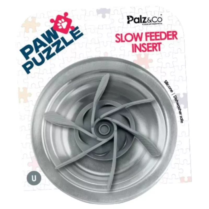 Palz & Co Paw Puzzle Slow Feeder Dog Bowl Grey Insert, Universal