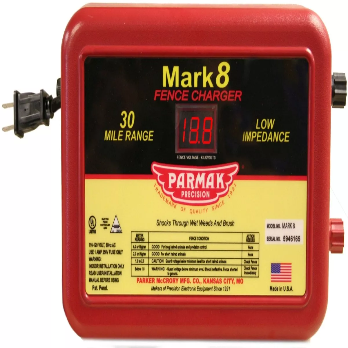 Parmak Mark 8 Fence Charger AC Operated