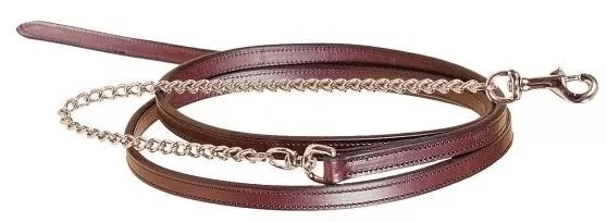 Partial Double And Stitched Lead/Chain 3/4in Brn