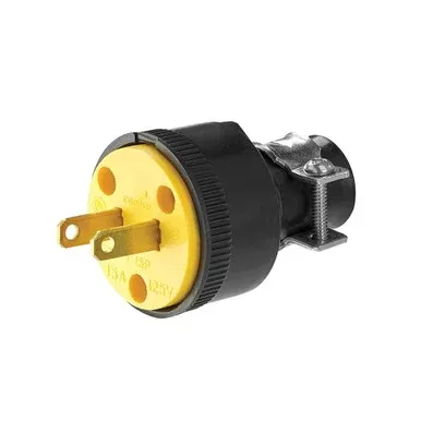 Pass & Seymour Black Residential Grade 2 Wire Vinyl Plug – 125V
