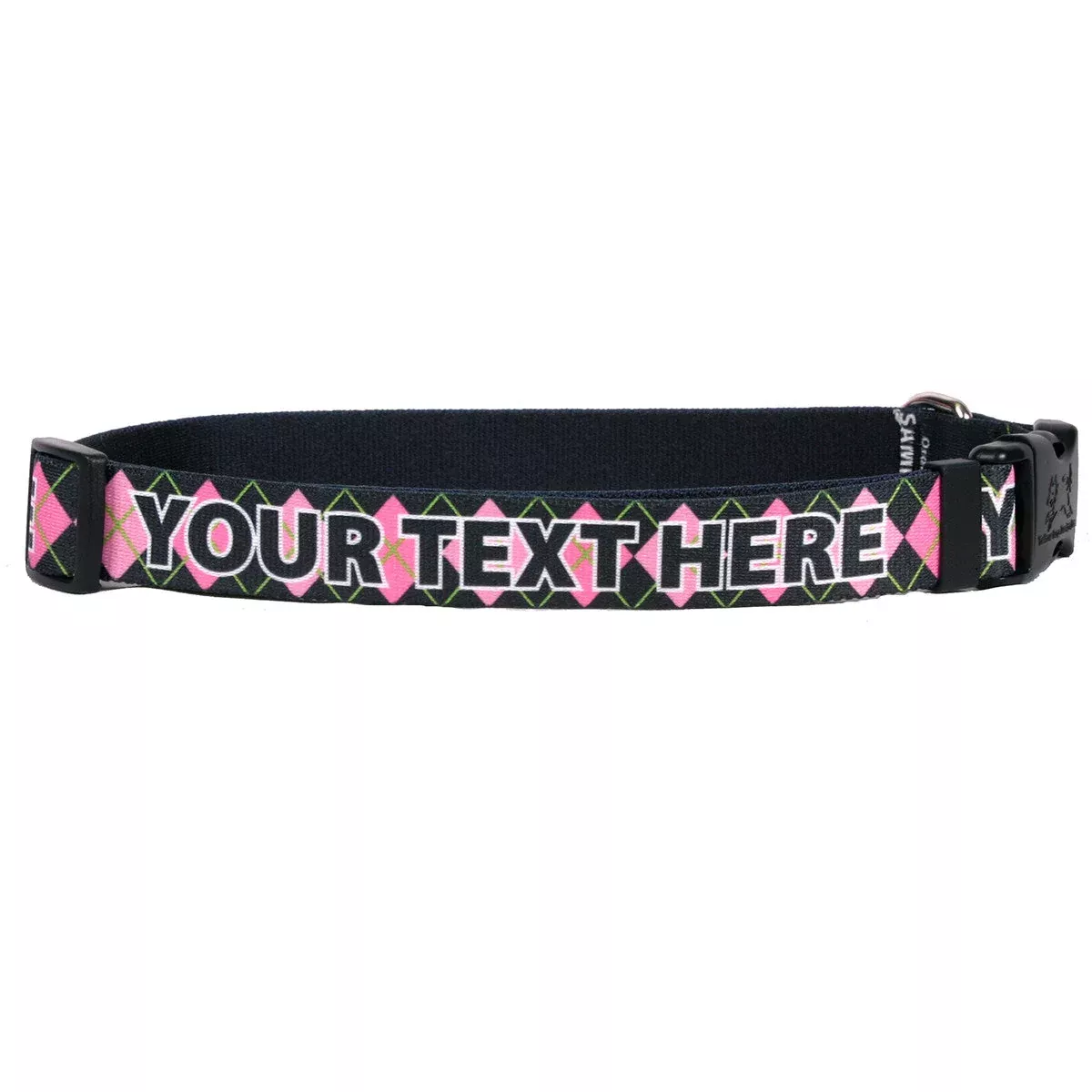 Personalized Pink Argyle Dog Collar