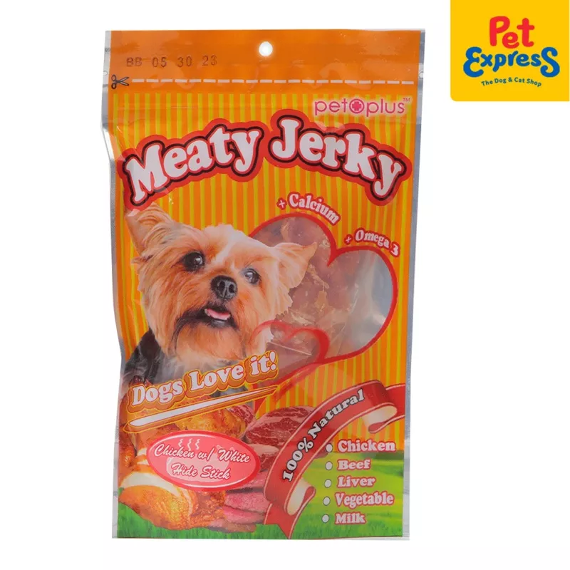 Pet Plus Meaty Jerky Chicken White Hide Stick Dog Treats