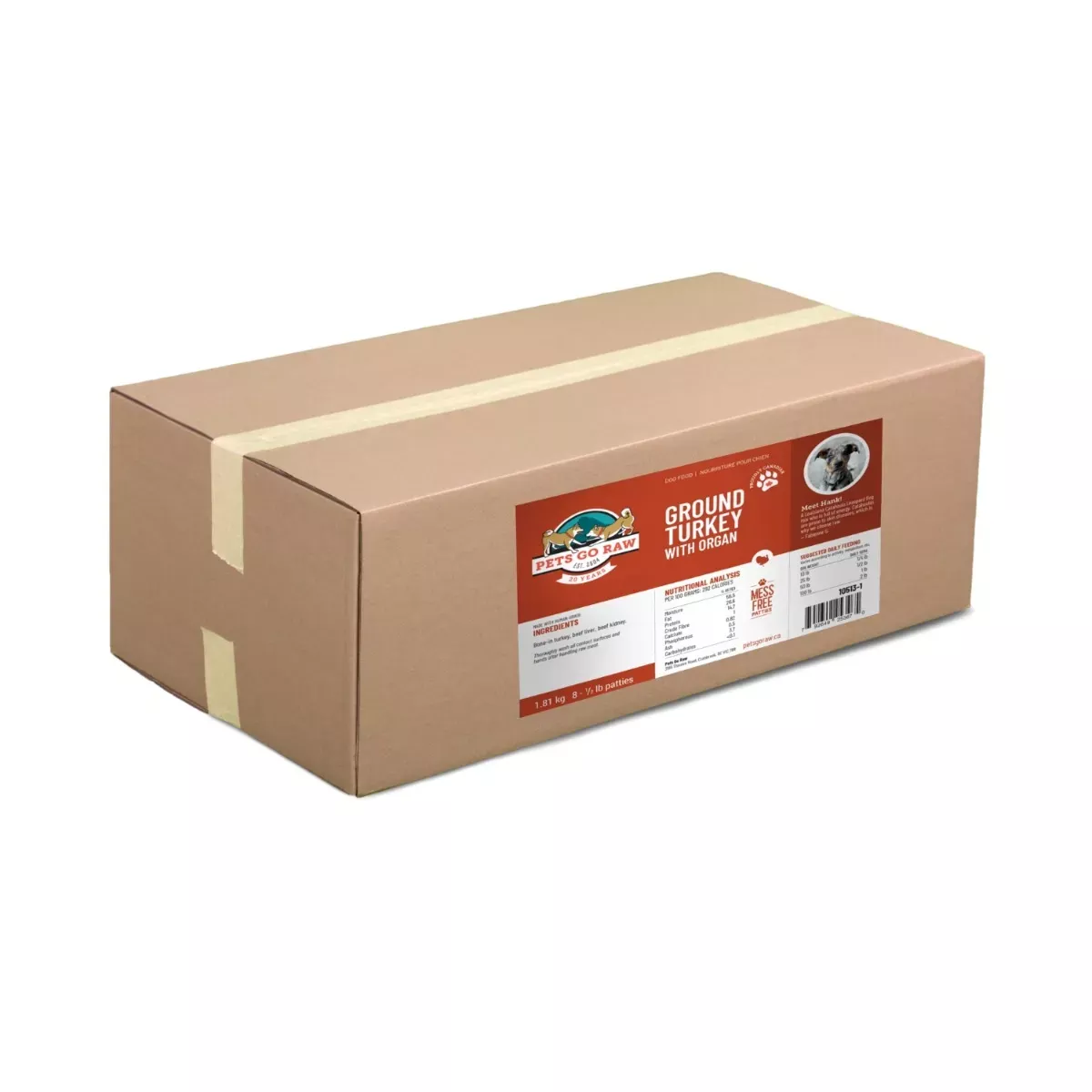 Pets Go Raw Raw Ground Protein for Dogs - Turkey with Organ